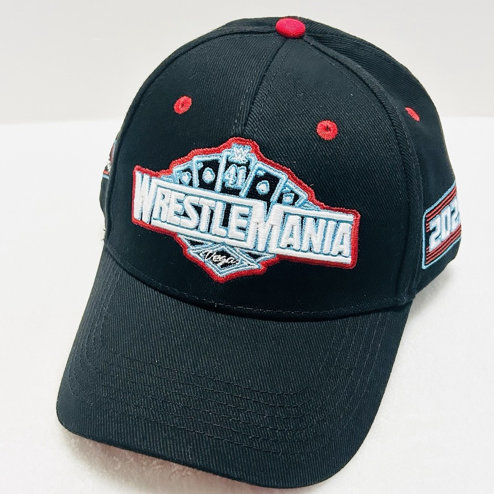WWE WrestleMania 41 Vegas Logo Hat Cap Adjustable Strapback Black WWF Wrestling